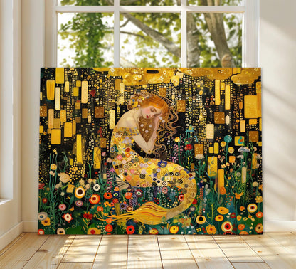 Gustav Klimt Mermaid Canvas Wall Art, Gustav Klimt Museum Print, Gustav Klimt Print, Floral Poster, Flower Garden Art, Botanical Wall Art