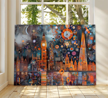 Gustav Klimt London Skyline Canvas Art, Gustav Klimt Exhibition Print, Gustav Klimt Print, Floral Poster, Stary Night Art, City Wall Art