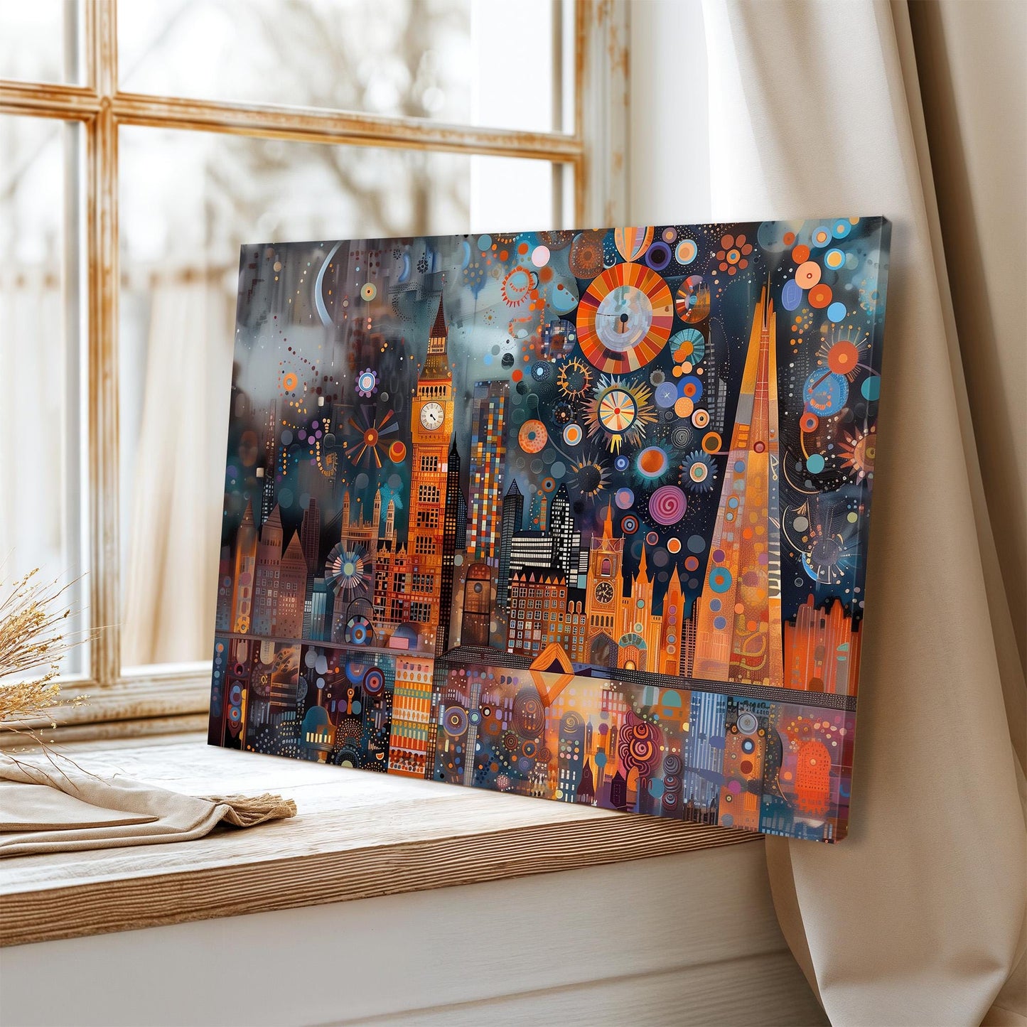 Gustav Klimt London Skyline Canvas Art, Gustav Klimt Exhibition Print, Gustav Klimt Print, Floral Poster, Stary Night Art, City Wall Art