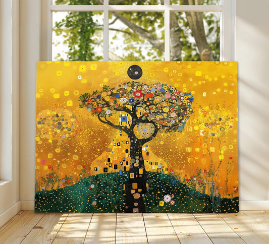 Gustav Klimt Tree Of Life Canvas, Gustav Klimt Exhibition Print, Gustav Klimt Print, Floral Poster, Flower Garden Art, Botanical Wall Art