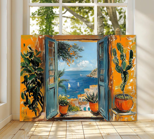 Open Window Henri Matisse Canvas, Henri Matisse Style Fauvism Painting, Modern Exhibition Print, Mediterranean Sea, Retro Vintage Poster