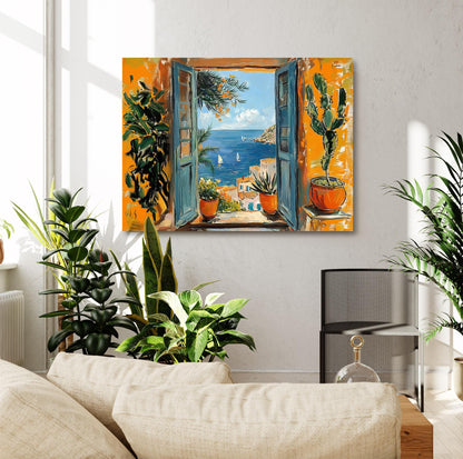 Open Window Henri Matisse Canvas, Henri Matisse Style Fauvism Painting, Modern Exhibition Print, Mediterranean Sea, Retro Vintage Poster