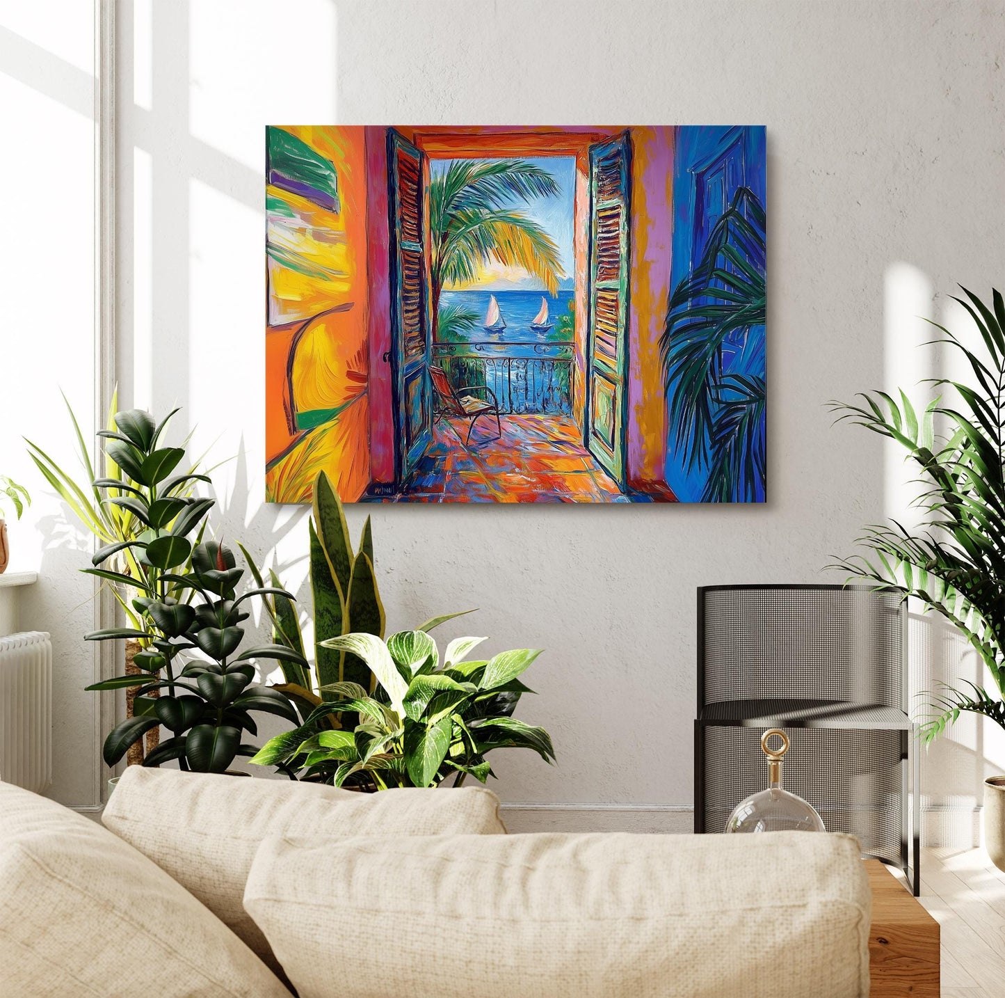 Open Window Henri Matisse Canvas, Henri Matisse Style Fauvism Painting, Modern Exhibition Print, Coastal Village, Harbour Boats, Ocean View