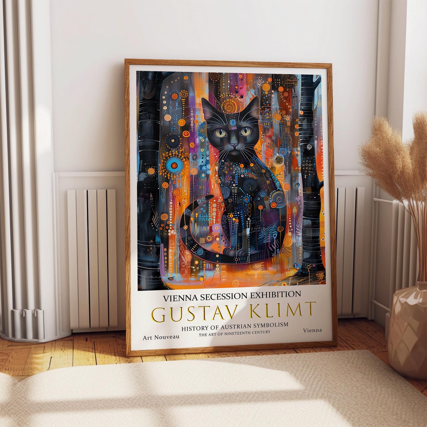 Gustav Klimt Black Cat Print, Klimt Museum Poster, Gustav Klimt Poster, Klimt Exhibition Poster, Gustav Klimt Painting, Flower Garden.