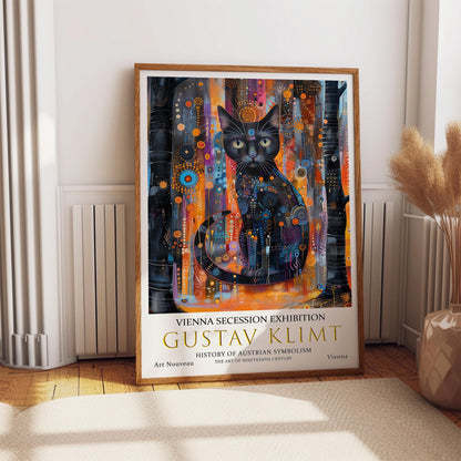 Gustav Klimt Black Cat Print, Klimt Museum Poster, Gustav Klimt Poster, Klimt Exhibition Poster, Gustav Klimt Painting, Flower Garden.