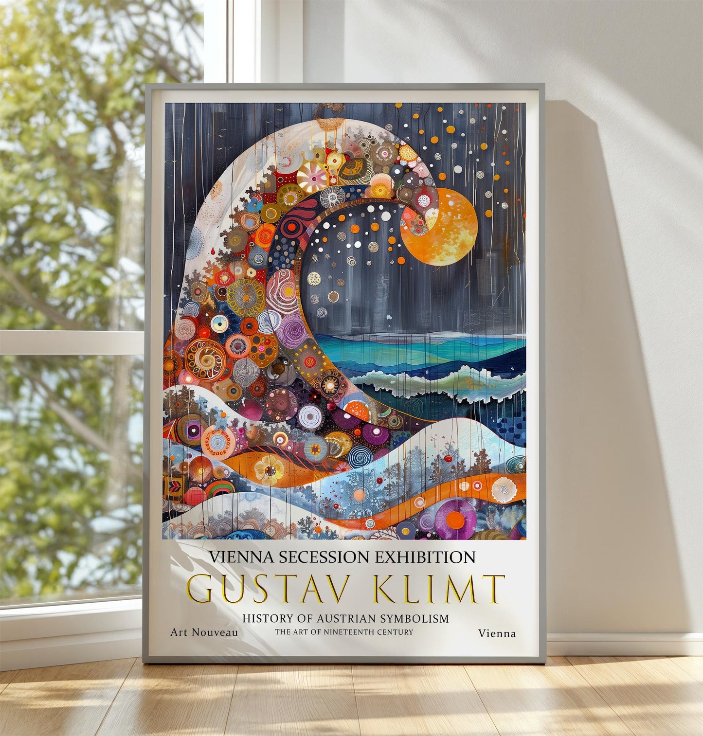 Gustav Klimt Ocean Night Print, Gustav Klimt Exhibition Poster, Gustav Klimt Poster, Vintage Poster, Flower Art, Vintage Wall Art,