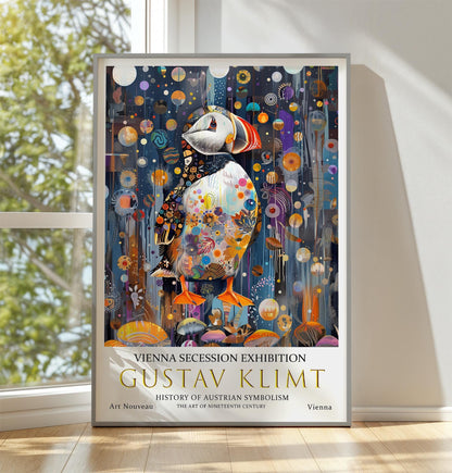 Gustav Klimt Puffin Print, Gustav Klimt Exhibition Poster, Gustav Klimt Poster, Vintage Poster, Flower Artwork, Vintage Wall Art,