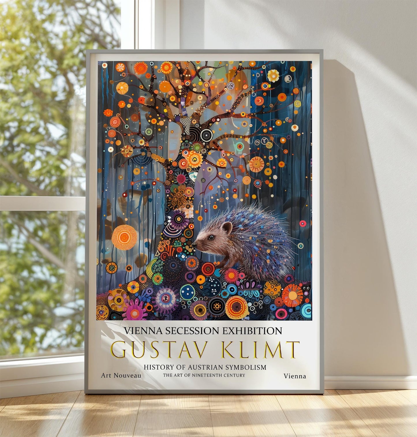 Gustav Klimt Hedgehog Print, Gustav Klimt Exhibition Poster, Gustav Klimt Poster, Vintage Poster, Flower Art, Vintage Wall Art,