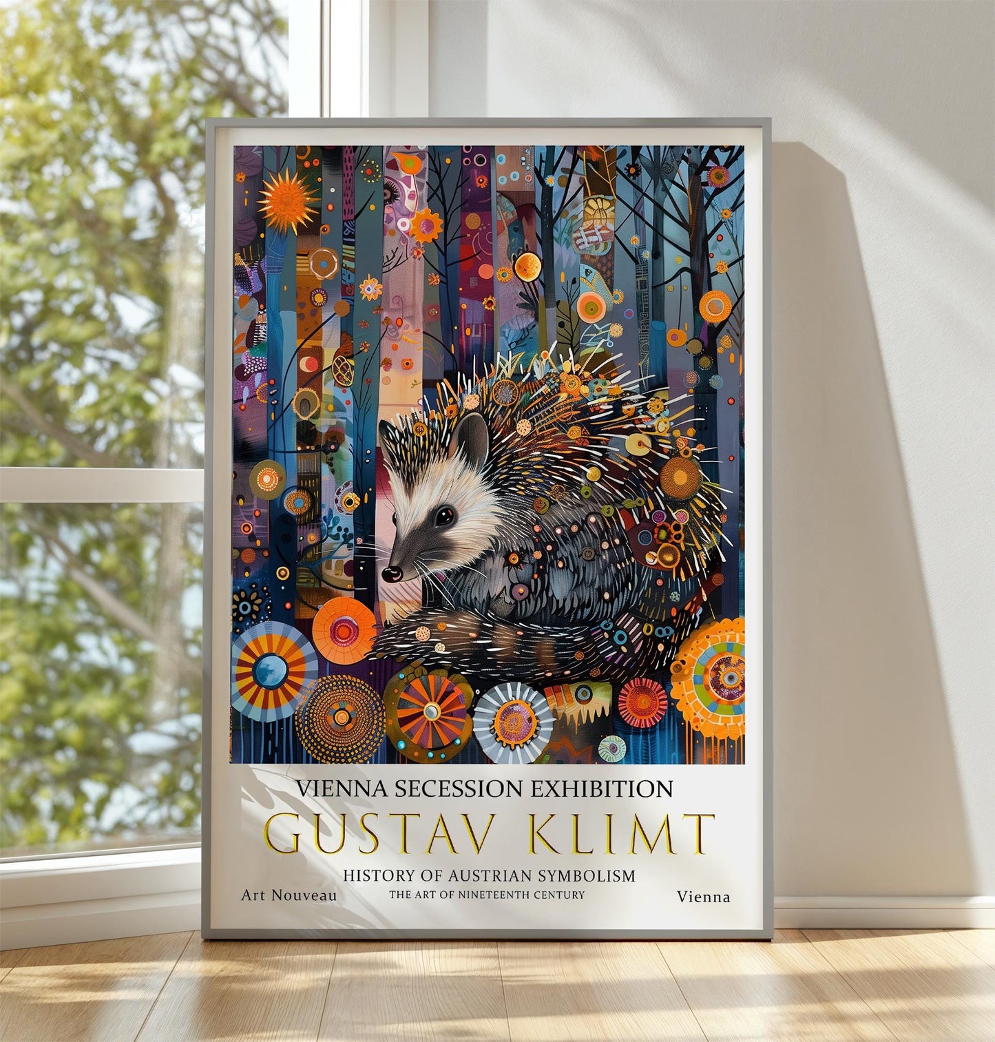 Gustav Klimt Print, Gustav Klimt Exhibition Poster, Gustav Klimt Poster, Vintage Poster, Flower Art, Vintage Wall Art, Hedgehog Wall Print