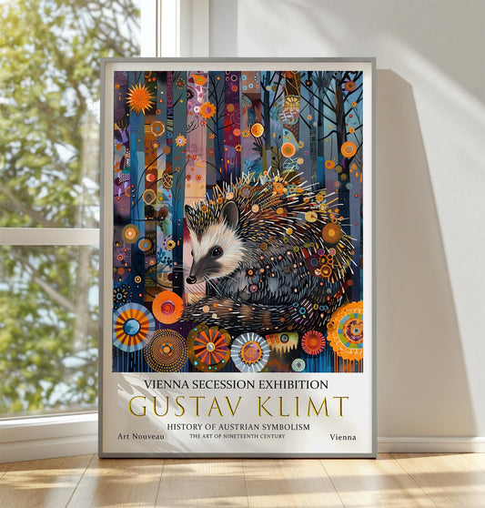 Gustav Klimt Print, Gustav Klimt Exhibition Poster, Gustav Klimt Poster, Vintage Poster, Flower Art, Vintage Wall Art, Hedgehog Wall Print