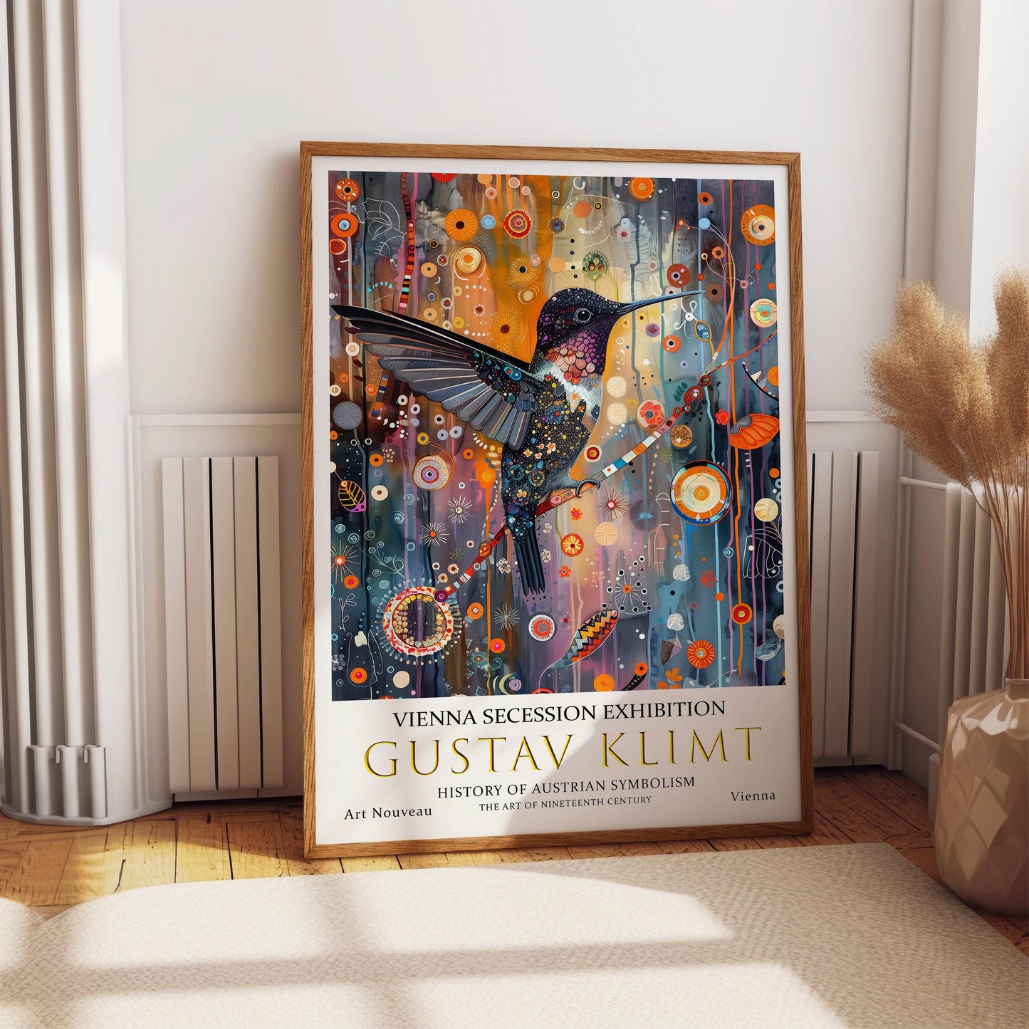 Gustav Klimt Hummingbird Print, Gustav Klimt Exhibition Poster, Gustav Klimt Poster, Vintage Poster, Night Garden Art, Vintage Wall Art,