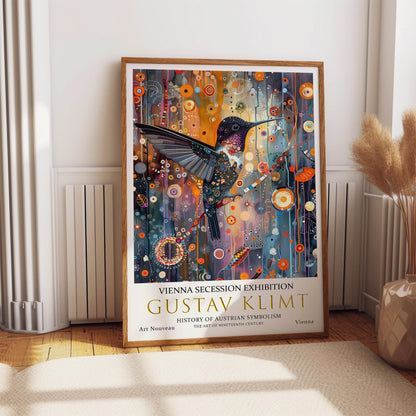 Gustav Klimt Hummingbird Print, Gustav Klimt Exhibition Poster, Gustav Klimt Poster, Vintage Poster, Night Garden Art, Vintage Wall Art,