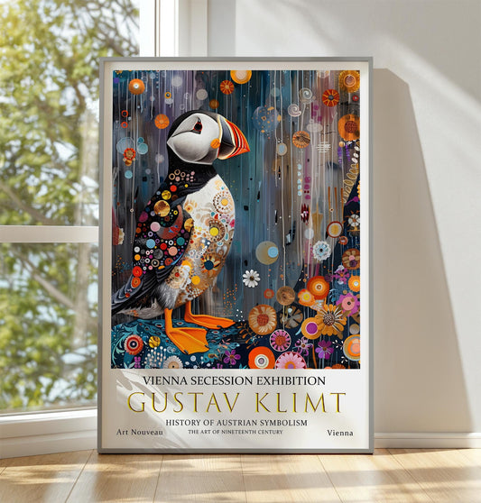 Gustav Klimt Puffin Print, Gustav Klimt Exhibition Poster, Gustav Klimt Poster, Vintage Poster, Night Garden Art, Vintage Wall Art,