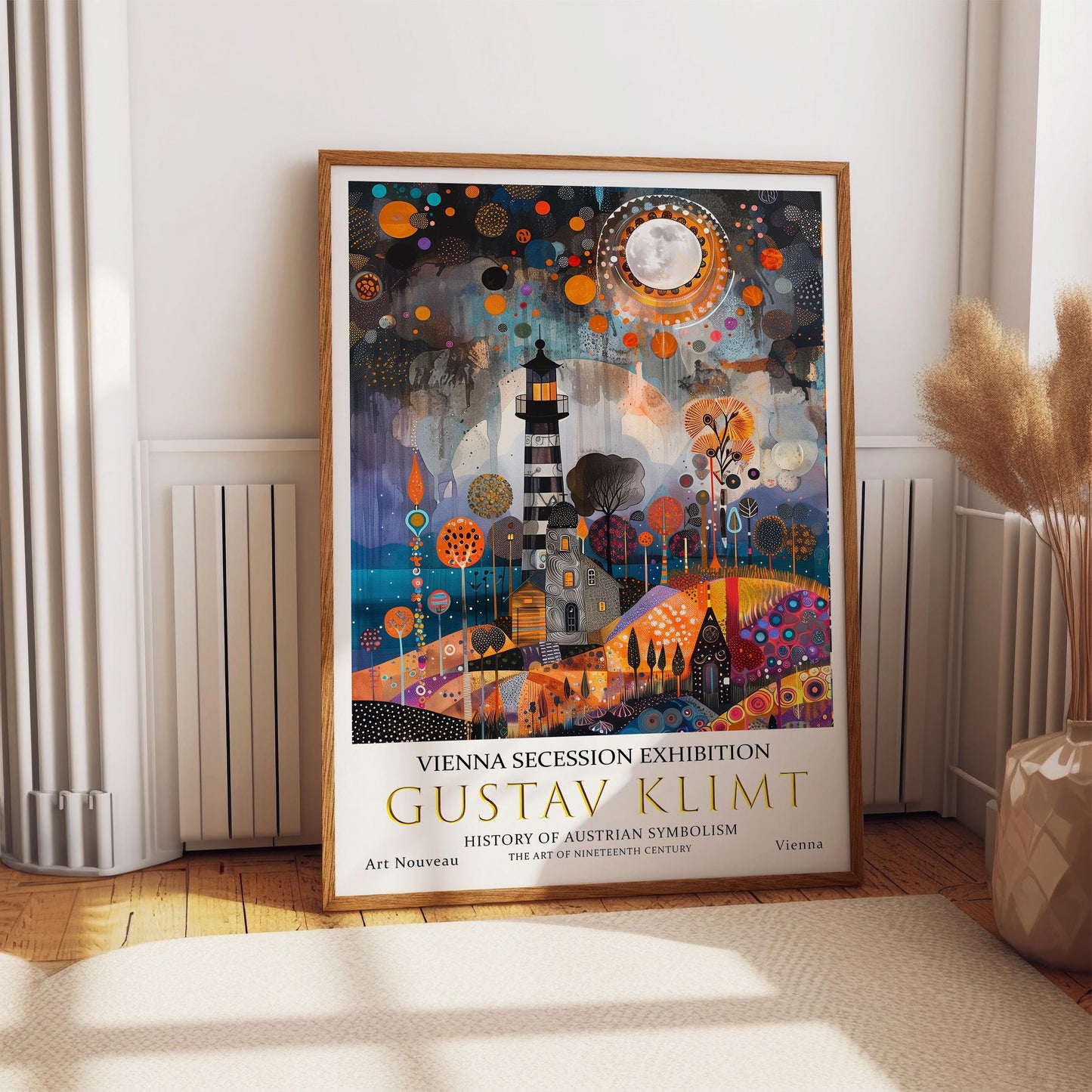 Gustav Klimt Lighthouse Print, Gustav Klimt Exhibition Poster, Gustav Klimt Poster, Vintage Poster, Night Garden Art, Vintage Wall Art,