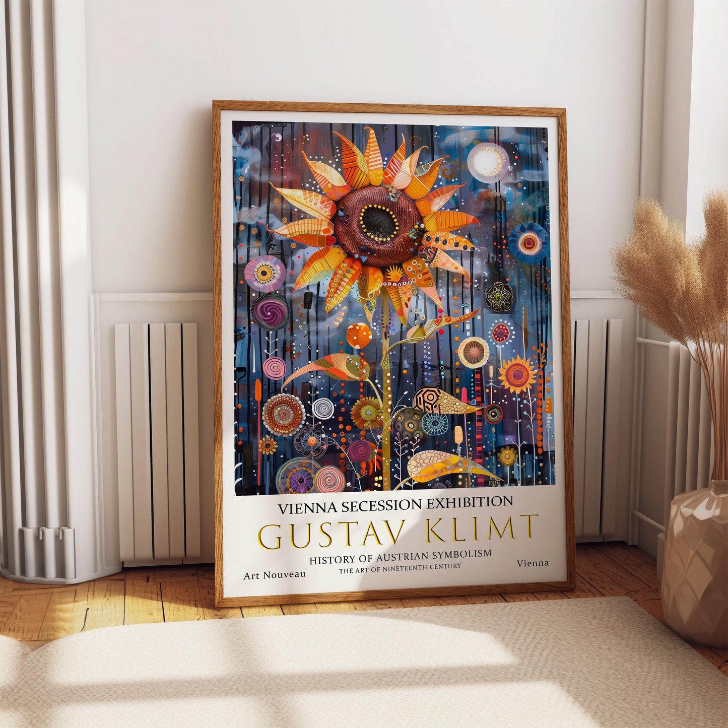 Gustav Klimt Sunflower Art Print, Gustav Klimt Exhibition Poster, Gustav Klimt Poster, Vintage Poster, Night Garden Art, Vintage Wall Art,