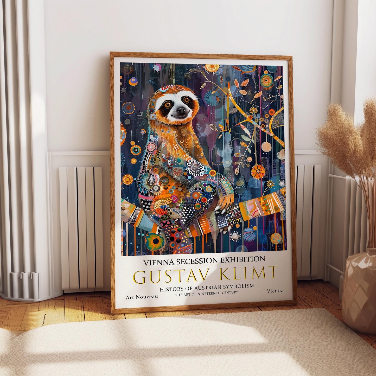 Gustav Klimt Sloth Print, Gustav Klimt Exhibition Poster, Gustav Klimt Poster, Vintage Poster, Night Garden Art, Vintage Wall Art,