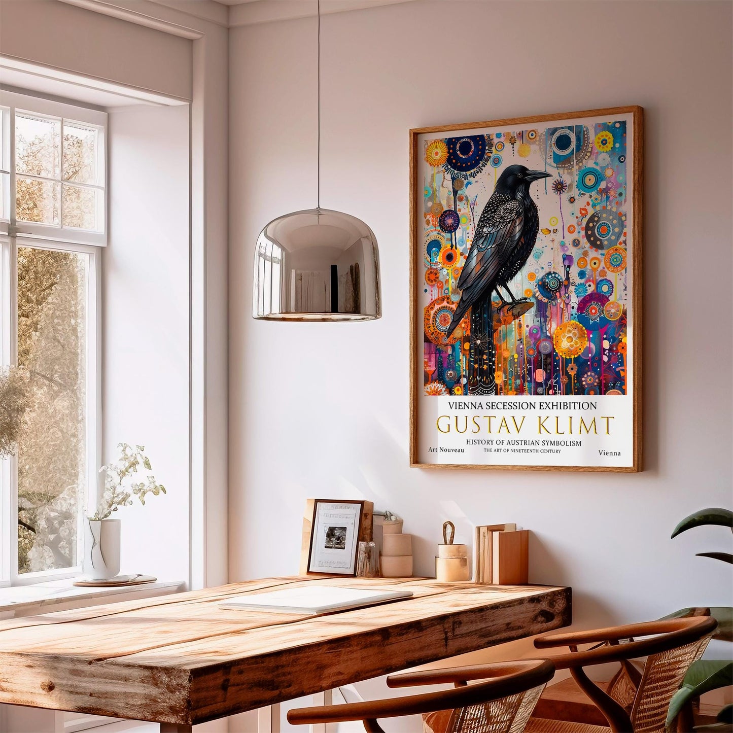 Gustav Klimt Crow Print, Gustav Klimt Exhibition Poster, Gustav Klimt Poster, Vintage Poster, Flower Garden Art, Vintage Wall Art,