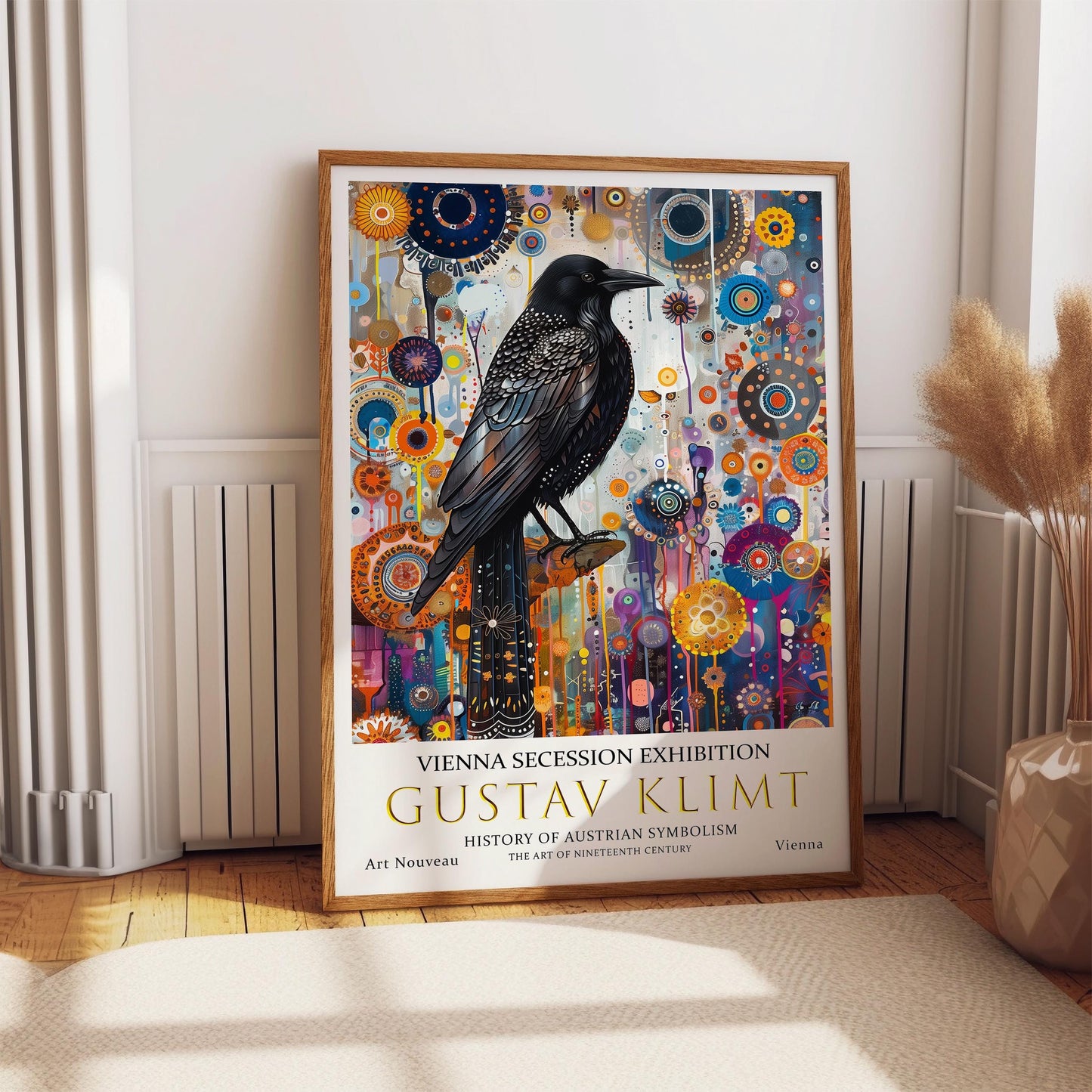 Gustav Klimt Crow Print, Gustav Klimt Exhibition Poster, Gustav Klimt Poster, Vintage Poster, Flower Garden Art, Vintage Wall Art,