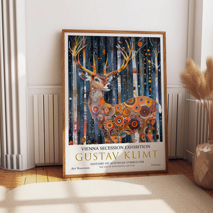 Gustav Klimt Deer Print, Gustav Klimt Exhibition Poster, Gustav Klimt Crow Poster, Vintage Poster, Night Garden Art, Vintage Wall Art,