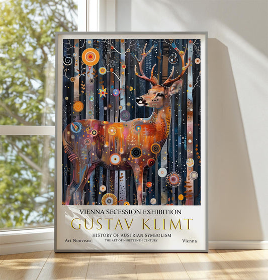 Gustav Klimt Stag Print, Gustav Klimt Exhibition Poster, Gustav Klimt Crow Poster, Vintage Poster, Night Garden Art, Vintage Wall Art,