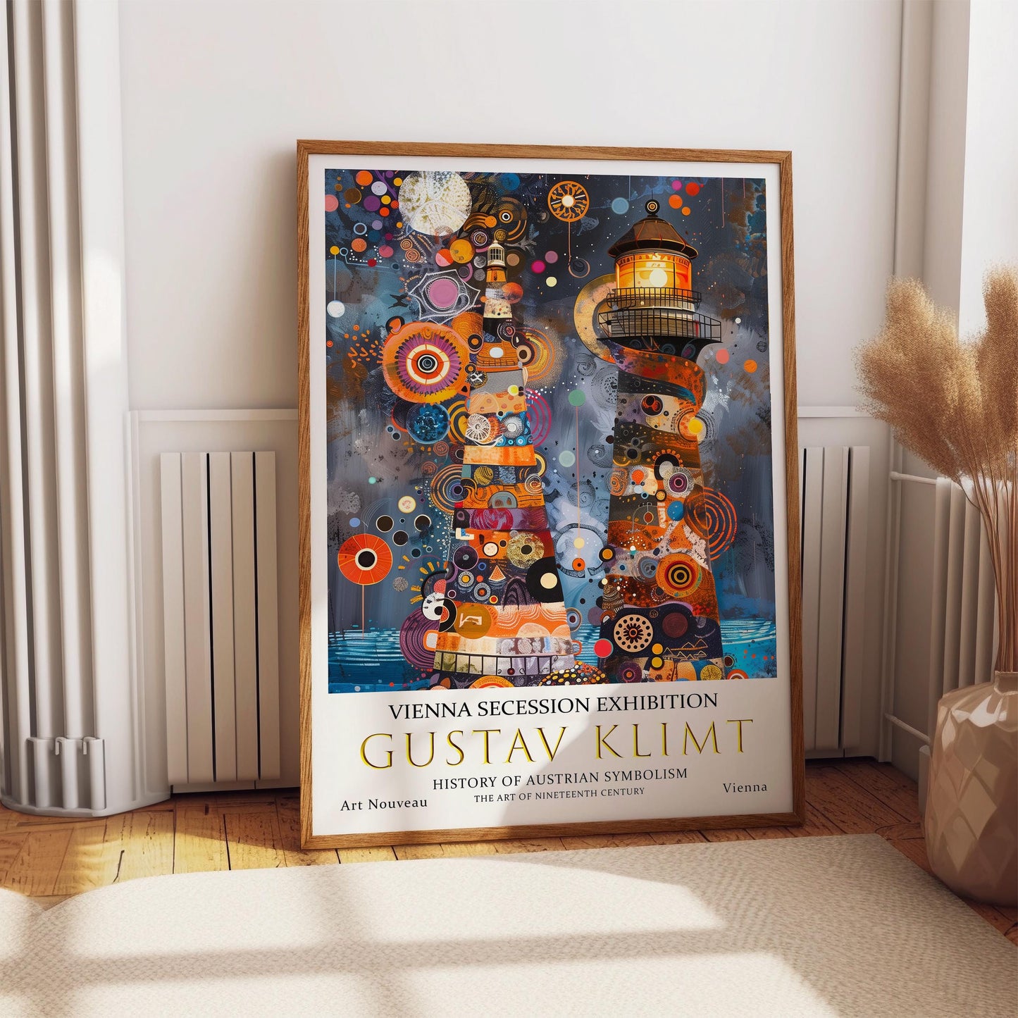 Gustav Klimt Lighthouse Print, Gustav Klimt Exhibition Poster, Gustav Klimt Poster, Vintage Poster, Night Seascape Art, Vintage Wall Art,