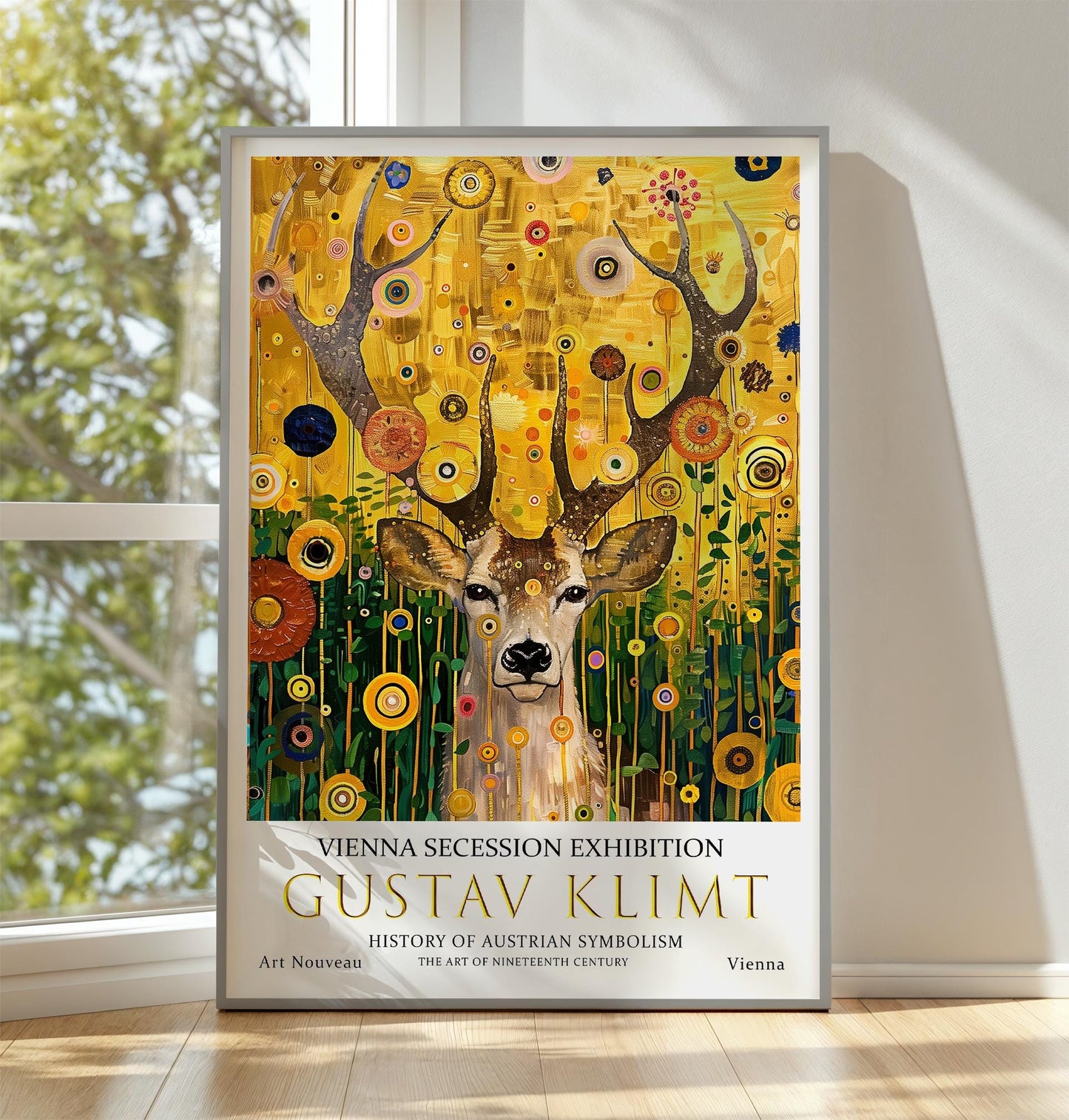 Gustav Klimt Stags Head Print, Gustav Klimt Exhibition Poster, Gustav Klimt Poster, Vintage Poster, Flower Garden Art, Vintage Wall Art