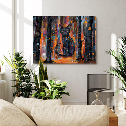 Gustav Klimt Black Cat Print on Canvas, Gustav Klimt Exhibition Print, Gustav Klimt Poster, Floral Art, Gustav Klimt Painting