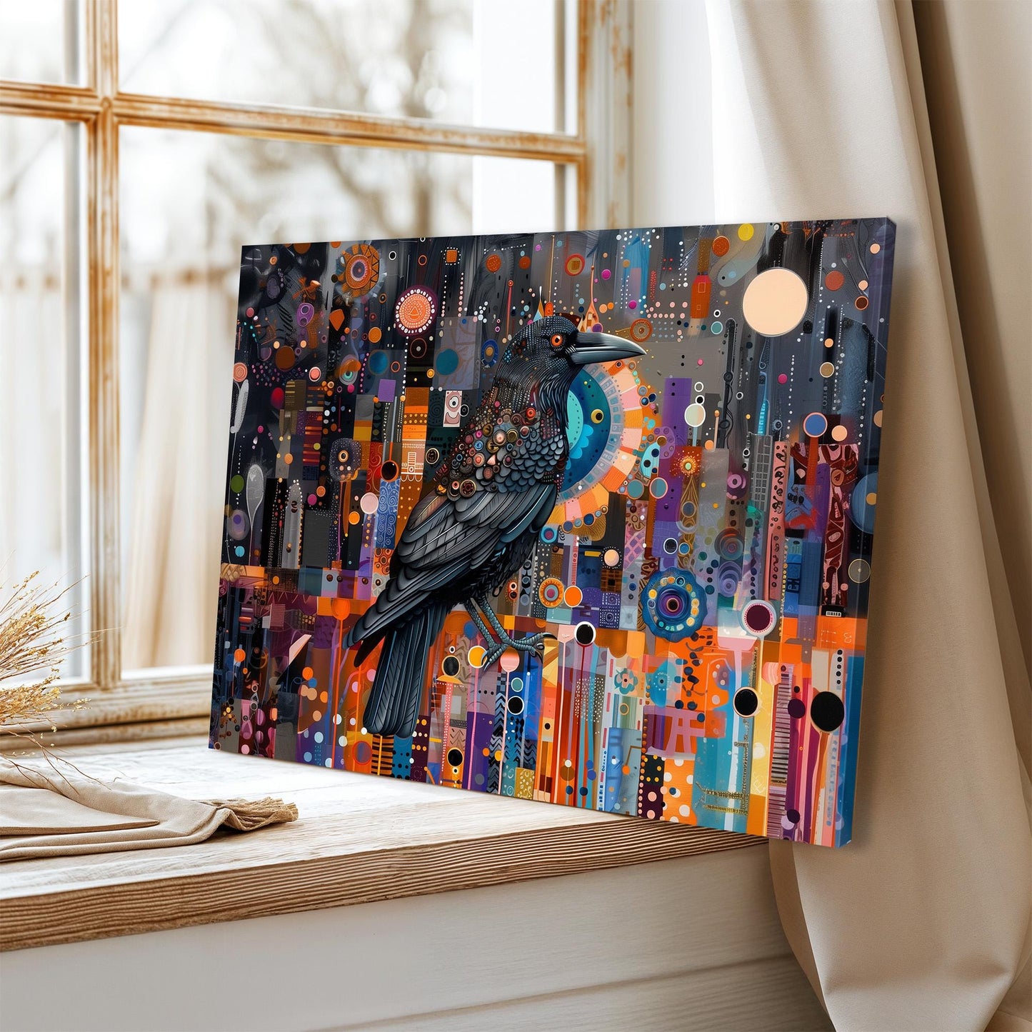 Gustav Klimt Crow Canvas Art, Gustav Klimt Exhibition Poster, Gustav Klimt Print, Floral Art, Gustav Klimt Painting, Night Garden Wall Art