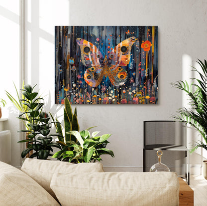 Gustav Klimt Butterfly Canvas Art, Gustav Klimt Exhibition Poster, Gustav Klimt Print, Vintage Art, Gustav Klimt Painting, Night Garden Art