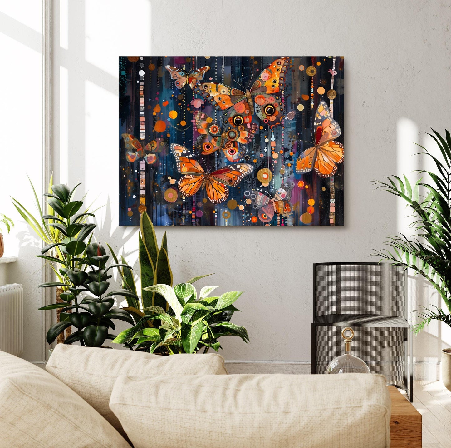 Gustav Klimt Butterflys Canvas, Gustav Klimt Exhibition Poster, Gustav Klimt Print, Vintage Poster, Night Garden Art, Vintage Wall Art