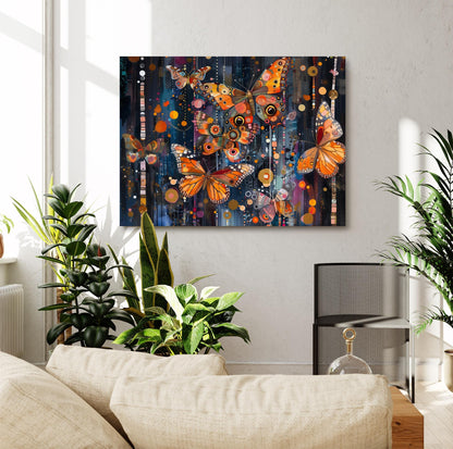Gustav Klimt Butterflys Canvas, Gustav Klimt Exhibition Poster, Gustav Klimt Print, Vintage Poster, Night Garden Art, Vintage Wall Art