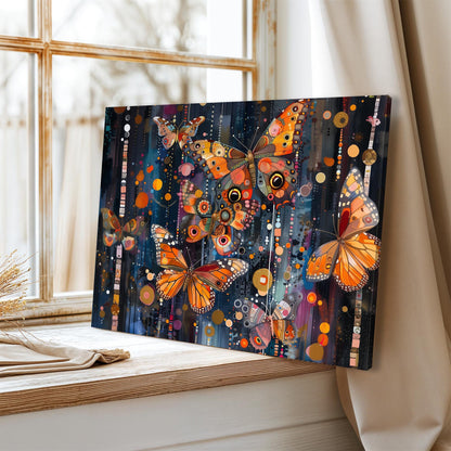 Gustav Klimt Butterflys Canvas, Gustav Klimt Exhibition Poster, Gustav Klimt Print, Vintage Poster, Night Garden Art, Vintage Wall Art