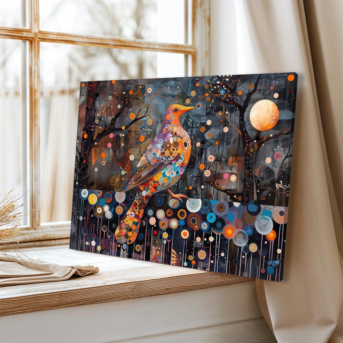 Gustav Klimt Dove Canvas, Gustav Klimt Exhibition Poster, Gustav Klimt Print, Vintage Poster, Night Garden Art, Vintage Wall Art