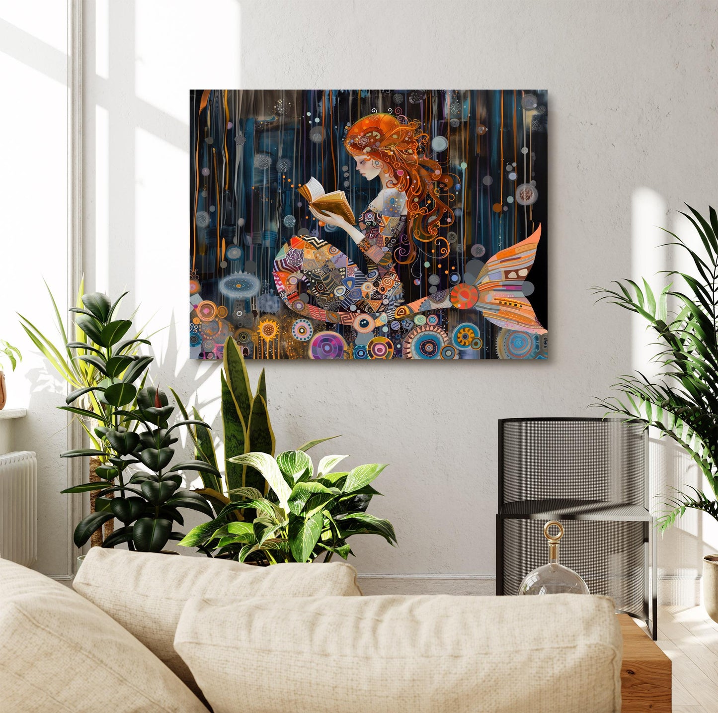 Gustav Klimt Mermaid Canvas, Gustav Klimt Exhibition Print, Gustav Klimt Print, Vintage Poster, Mermaid in the Nights Ocean Wall Art