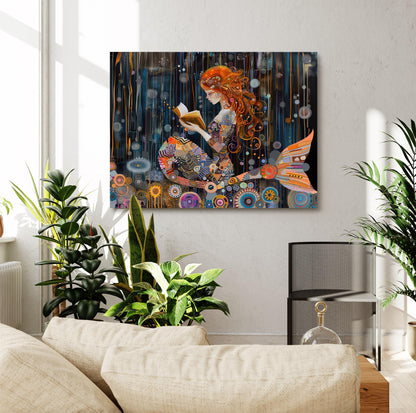 Gustav Klimt Mermaid Canvas, Gustav Klimt Exhibition Print, Gustav Klimt Print, Vintage Poster, Mermaid in the Nights Ocean Wall Art