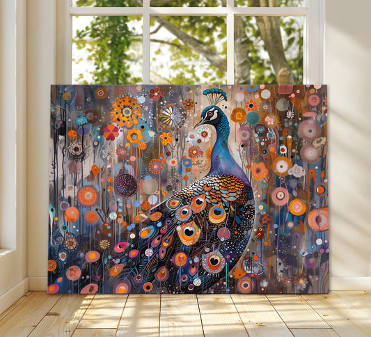 Gustav Klimt Peacock Canvas, Gustav Klimt Exhibition Poster, Gustav Klimt Print, Vintage Poster, Night Garden Wall Art, Vintage Wall Decor