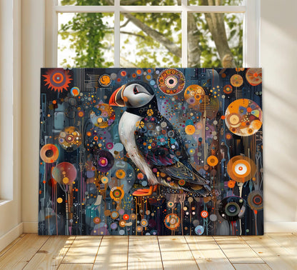 Gustav Klimt Puffin Print On Canvas, Gustav Klimt Exhibition Poster, Gustav Klimt Print, Vintage Poster, Night Garden Art, Bird Wall Art