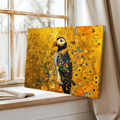 Gustav Klimt Puffin Print On Canvas, Gustav Klimt Exhibition Poster, Gustav Klimt Poster, Vintage Poster, Flower Garden Art, Bird Wall Art