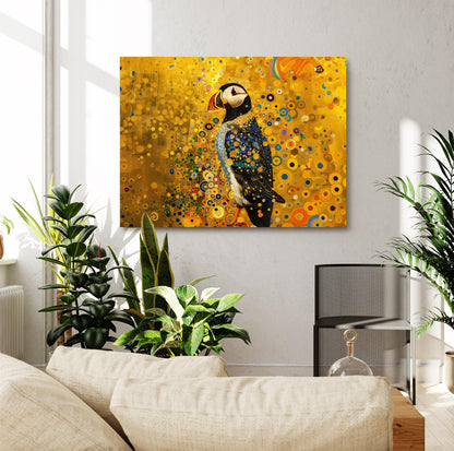 Gustav Klimt Puffin Print On Canvas, Gustav Klimt Exhibition Poster, Gustav Klimt Poster, Vintage Poster, Flower Garden Art, Bird Wall Art