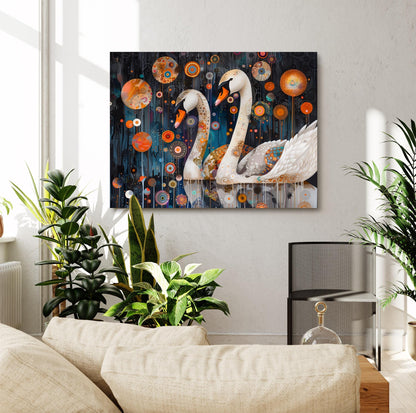 Gustav Klimt Swans Canvas Art, Gustav Klimt Exhibition Print, Gustav Klimt Print, Floral Poster, Night Lake Art, Botanical Wall Art