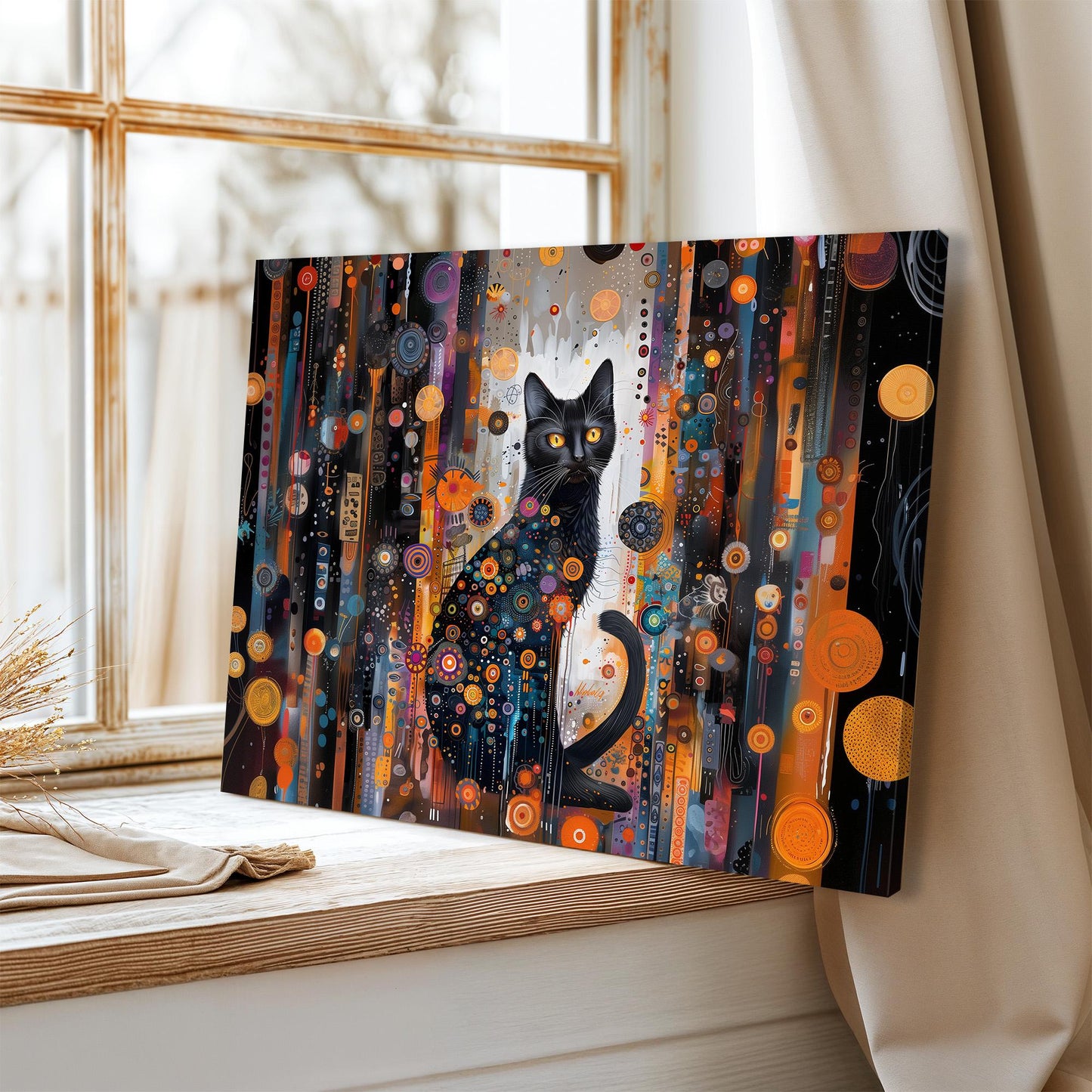 Gustav Klimt Black Car Canvas Wall Art, Gustav Klimt Exhibition Print, Gustav Klimt Print, Floral Poster, Night Art, Botanical Wall Art
