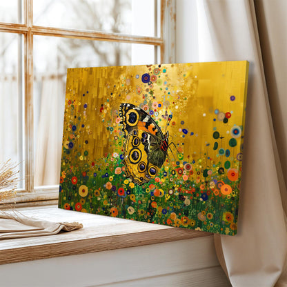 Gustav Klimt Butterfly Canvas, Gustav Klimt Exhibition Print, Gustav Klimt Print, Floral Poster, Flower Garden Art, Botanical Wall Art