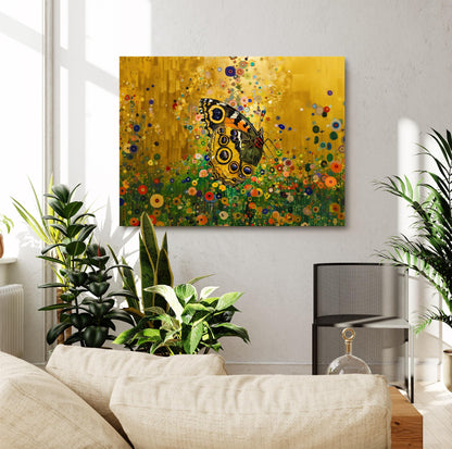 Gustav Klimt Butterfly Canvas, Gustav Klimt Exhibition Print, Gustav Klimt Print, Floral Poster, Flower Garden Art, Botanical Wall Art