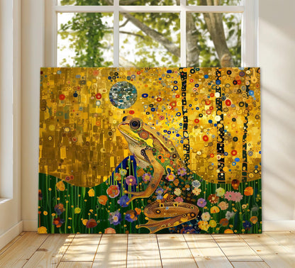 Gustav Klimt Frog Canvas Wall Art, Gustav Klimt Exhibition Print, Gustav Klimt Print, Floral Poster, Flower Garden Art, Botanical Wall Art