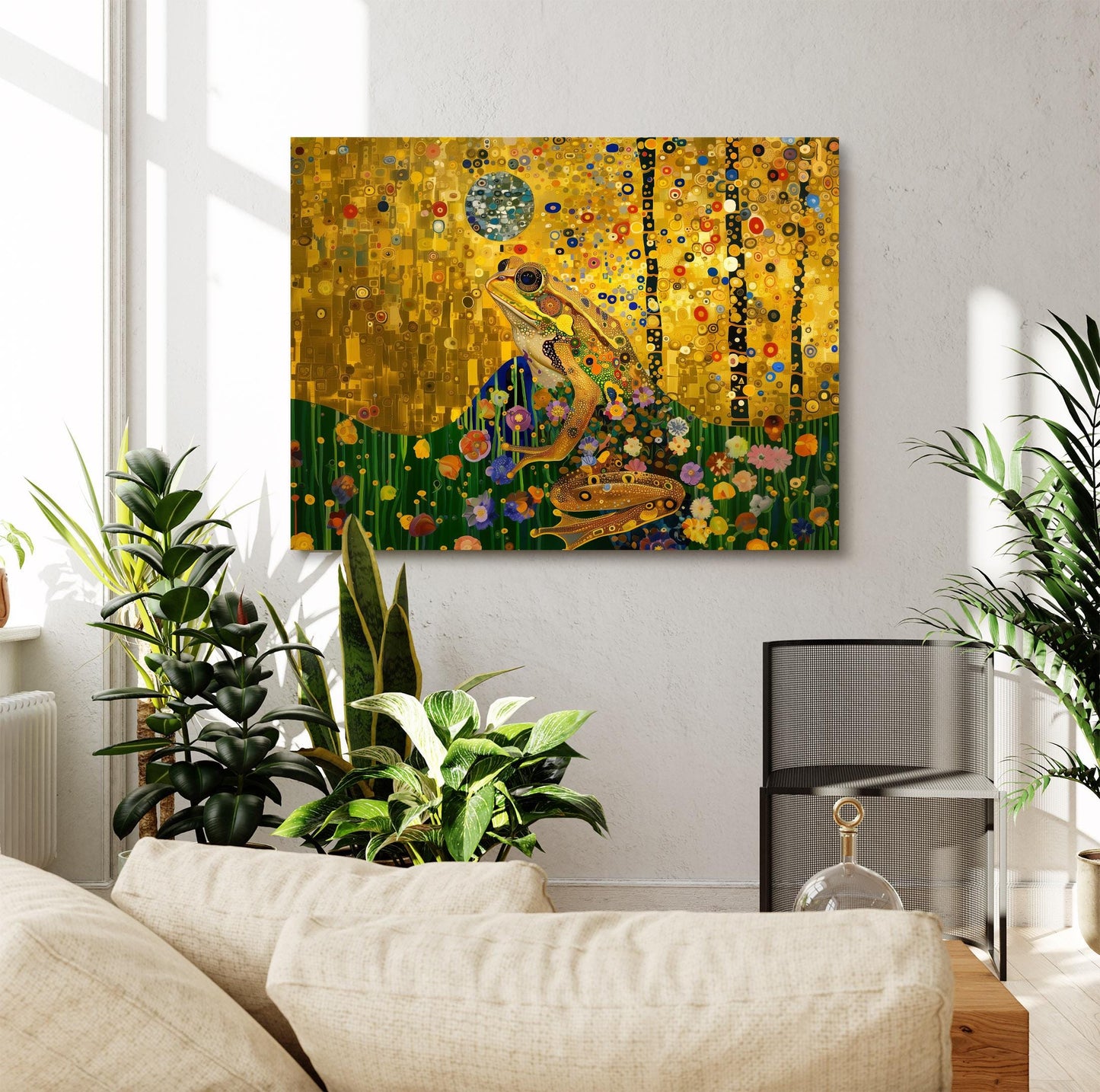 Gustav Klimt Frog Canvas Wall Art, Gustav Klimt Exhibition Print, Gustav Klimt Print, Floral Poster, Flower Garden Art, Botanical Wall Art