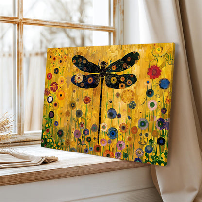 Gustav Klimt Dragonfly Canvas Art, Gustav Klimt Exhibition Print, Gustav Klimt Print, Floral Poster, Flower Garden Art, Botanical Wall Art