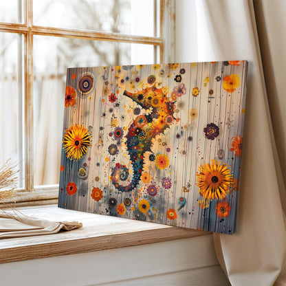 Gustav Klimt Seahorse Canvas, Gustav Klimt Exhibition Print, Gustav Klimt Print, Floral Poster, Secret Garden Art, Botanical Wall Art