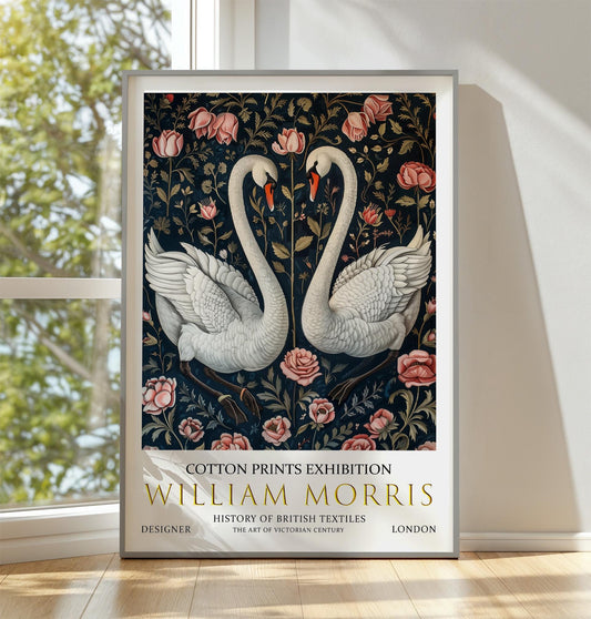 William Morris Wall Print, William Morris Exhibition Poster, William Morris, Vintage Wall Art, Victorian Art, Vintage Poster, Swans Print