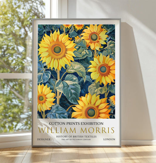 William Morris Wall Print, William Morris Exhibition Poster, William Morris Vintage Wall Art, Victorian Textile, Vintage Poster, Sunflowers