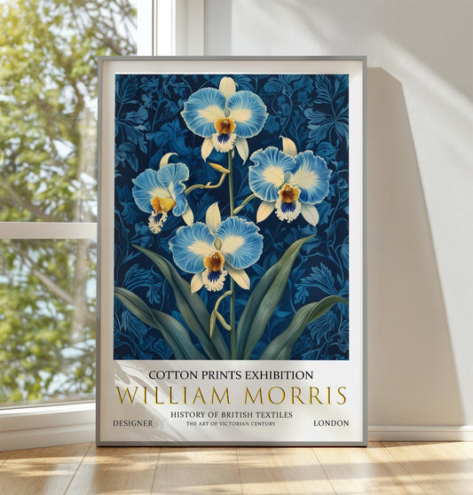 William Morris Print, William Morris Exhibition Poster, William Morris Poster, Vintage Wall Art, Textile Art, Vintage Poster, Blue Orchid